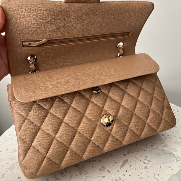 Chanel 19B dark beige caviar medium classic flap - Picture 12 of 15